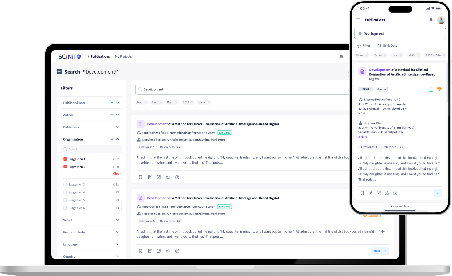 SCiNiTO - Scholar Search Engine - UIUX Design - UED - Mockup