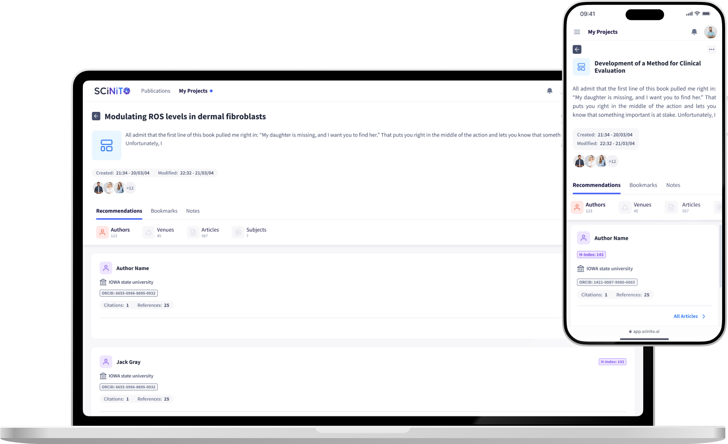SCiNiTO - Scholar Search Engine - UIUX Design - UED - Mockup